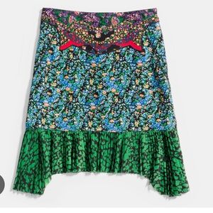 Coach 1941 Silk Contrast Floral Skirt with Pockets
